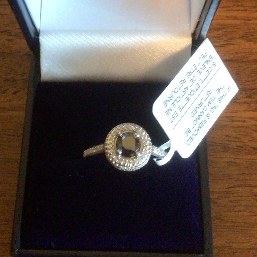 Sterling Silver Black & White Diamond Halo Ring